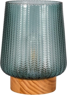 Pauleen LED Tischleuchte Pretty Glamour mobile Türkis/Holz, Leuchtmittel wechselbar, Warmweiß, E27, Timer Batterie