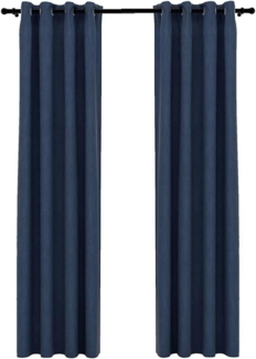 vidaXL Verdunkelungsvorhänge Ösen Leinenoptik 2 Stk., Polyester Blau 140x245 cm