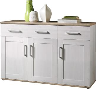 ROMANCE Sideboard in Sibiu Lärche / Eiche San Remo Optik - Landhausstil Kommode mit viel Stauraum für Ihr Wohnzimmer - 140 x 88 x 46 cm (B/H/T)