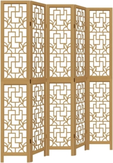 vidaXL 5-tlg. Raumteiler Braun Massivholz Paulownia 358872