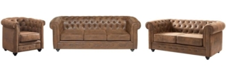 Vente-unique - Couchgarnitur 3+2+1 - Microfaser - Vintage-Look - CHESTERFIELD