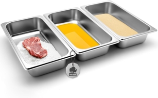 BigDean Panierschale Set 3-teilig aus hochwertigem Edelstahl Panierstraße für die Küche, Edelstahl, (Set, 3-tlg), Robust, Rostfrei, Hochwertiger Edelstahl Küchenhelfer