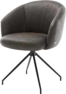 Drehstuhl Caja-Flex mit Armlehnen Mikrofaser Anthrazit Vintage Kreuzgestell konisch Schwarz 180° drehbar Taschenfederkern