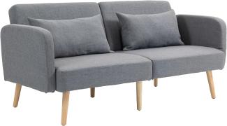 HOMCOM Schlafsofa Doppelschlafsofa mit 2-fach verstellbarer Rückenlehne und 2 Kissen, Polstersofa 1 Teile, für Wohnzimmer, Schlafzimmer, Grau