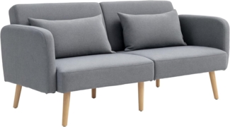 HOMCOM Schlafsofa Doppelschlafsofa mit 2-fach verstellbarer Rückenlehne und 2 Kissen, Polstersofa 1 Teile, für Wohnzimmer, Schlafzimmer, Grau