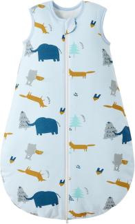 Duomiaomiao 2.5Tog Schlafsack Baby Ganzjahres, 100% Baumwolle Baby Schlafsack Winter, Mädchen Schlafsack Neugeboren,Warmer Schlafsack Neugeborene Kinder(2.5 TOG/Elefanten/85)