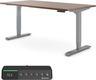 Desktopia Pro X - Elektrisch höhenverstellbarer Schreibtisch / Ergonomischer Tisch mit Memory-Funktion, Nussbaum, Gestell Grau, 180x80 cm