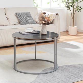 Couchtisch Aulum 50 x 70 cm Marmor, schwarz / Silber [en. casa]