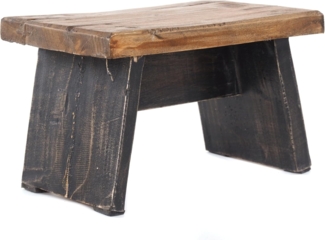 Fusshocker SCHEMEL Recyclingholz massiv 04 schwarz-natur