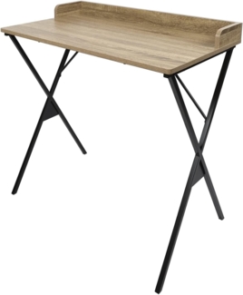 HOME DECO FACTORY, HD0510, Moderner Schreibtisch mit Stauraum, Elegantes und ergonomisches Design, ideal für Telearbeit und Lernen, braun schwarz, 80x48 cm