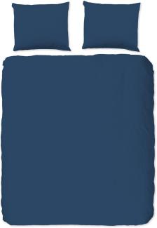 good morning Renforcé Bettwäsche 3 teilig Bettbezug 240x220 cm Kopfkissenbezug 60x70 cm Uni duvet cover 0270.24.03 Denim