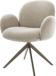 Drehstuhl Nube-Flex mit Armlehnen Webstoff Soft Beige Kreuzgestell breit Effektfinish Titan 360° drehbar Wippfunktion Taschenfederkern