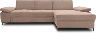 DOMO Collection Curacao Ecksofa, Eckcouch mit Federkern, Sofa mit Armlehnfunktion in L-Form, Schlaffunktion, Coffee, 297x160 cm