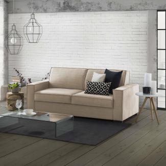 Talamo Italia - Festes Sofa Manuela, Großes 2-Sitzer-Sofa, 100% Made in Italy, Wohnzimmersofa aus Stoff, mit Standard-Armlehnen, Cm 200x95h90, Beige