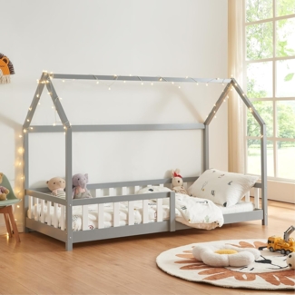 Hausbett Hesel mit Rausfallschutz 90x200cm Grau [en. casa]