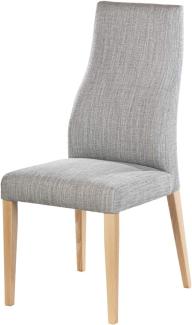 Selsey Dreta - Polsterstuhl, elegantes Esszimmerstuhl mit Stoffbezug, Vierfußgestell aus Buchenholz (Hellgrau mit hellen Holzbeinen)
