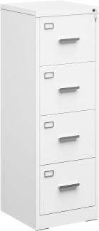 YITAHOME Aktenschrank Abschließbar mit 4 Schubladen, Metall Aktenschränke mit Cue-Karte für A4, Legal, Letter, Büroschrank Metallschrank für Home-Office, Hängeregistratur, Weiß, 62 x 45 x 133cm