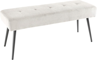 riess-ambiente Sitzbank BOUTIQUE 100cm beige · Polsterbank aus Cord mit schwarzen Metallbeinen (Einzelartikel, 1-St), Strukturstoff · Schaumstoffpolsterung · Ziernähte · Metallgestell