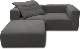 DOMO. collection Sofa, Couch, Modulsofa in L-Form, aus 3 Modulen, dunkelgrau, 216x193 cm