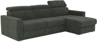 Vente-unique - Ecksofa mit Matratze - Ecke wechselbar - Chenillestoff - Grün - Liegefläche mit Lattenrost mit breiten Latten 160 cm - Matratze 18 cm - Memory Schaum - VIZIR