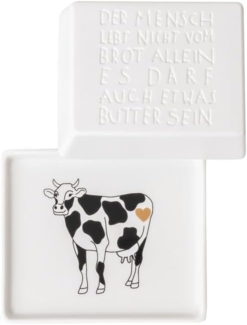 Butterdose klein "Der Mensch lebt nicht vom Brot allein", 11 x 9,5 x 5,4 cm