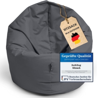 BubiBag Sitzsack für Erwachsene -Indoor Outdoor XL Sitzsäcke, Sitzkissen oder als Gaming Sitzsack, geliefert mit Füllung (125 cm Durchmesser, anthrazit)