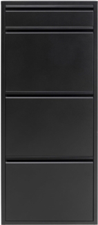 Kare Design Schuhschrank Caruso, Schwarz, Stahl, mit 4 Klappen, Schuhablage für 6 Paar Schuhe, schmal, platzsparend, hoch, Schuhregal, Eingangsbereich, 115 x 50 x 15 cm (H/B/T)