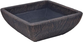 Pflanzschale aus Kunststoff, eckiger Pflanztopf, Grabschale, Bronze-Optik