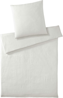 elegante Musselin Bettwäsche Smooth|155x220 cm + 80x80 cm| offwhite