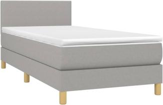 vidaXL Boxspringbett mit Matratze & LED Hellgrau 90x190 cm Stoff 3133517