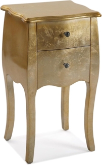 Versa Cagliari Nachttisch oder zusätzlicher Tisch für das Schlafzimmer oder Wohnzimmer, mit 2 Schubladen, Maßnahmen (H x L x B) 71 x 35 x 40 cm, Holz, Farbe: Gold