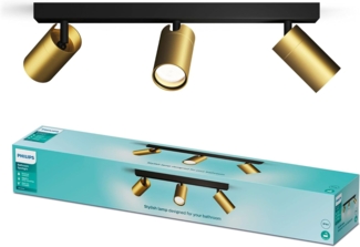 Philips Idris 3er Spotleuchte, GU10 Lampe nicht enthalten, Messing, IP44, wasserfest