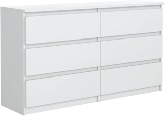 Kommode Weiss mit 6 Schubladen 120 cm, Sideboard Wohnzimmer, Kommode Schlafzimmer H: 78,5cm, B: 120 cm, T: 39 cm, Kommode mit Schubladen, Schubladenschrank
