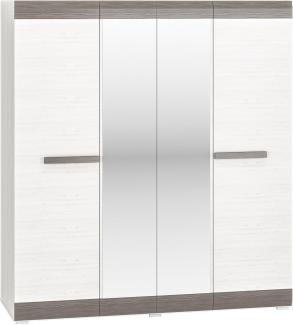 Kleiderschrank "Blanco" Drehtürenschrank 183cm Pinie weiß grau MDF