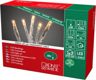 LED Micro Kompakt Lichterkette - 100 bernsteinfarbene LED - 6,93m - Trafo - transp. Kabel - Innen