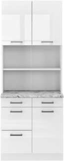 Buffetschrank R-Line Weiß Hochglanz 80 cm , AP Marmor Vicco