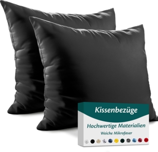 Kissenbezug 80x80 Mikrofaser Premium 2er Set Kissenhülle Deko für Kissen Sofa/Bett Stoff Superweicher Resistent Hypoallergen Anti-Milben Atmungsaktiv Kopfkissenbezug mit Verdecktem Zip Voll Waschbar