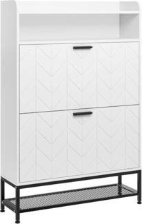 YITAHOME Schuhschrank mit 2 Klappen, Schuhschranks Weiss, Schuhschrank Schuhkipper Schmal, Schuhablage Verstellbar,117 x 24 x 80 cm, für Eingangsbereich, Flur