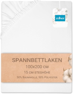 ZOLLNER Spannbettlaken, Double-Jersey, Gummizug: rundum, (1 Stück), 100x200 cm, 50% Polyester, 50% Baumwolle, vom Hotelwäschespezialist