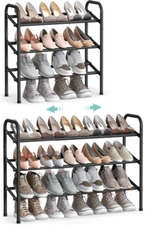 SONGMICS Schuhregal, Schuhständer, 3 Ebenen, Metallregal, verstellbar, Schuhe,Standregal, für Flur, Garderobe, Eingangsbereich, tintenschwarz LMR039B01