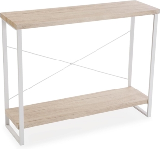 Versa Taline Schmales Möbelstück für den Eingangsbereich oder Flur, Moderner Konsolentisch, Maßnahmen (H x L x B) 80 x 30 x 100 cm, Holz und Metall, Farbe: Weiß