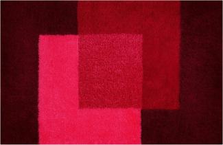 Spirella Badteppich Badvorleger Duschvorleger "Crossover" Hochflor waschbar, rutschfest Badematte 55x65 cm – Rot