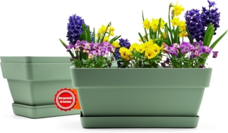 BigDean 3 Stück Balkonkasten Blumenkasten Balkon 40 cm lang aus bruchfestem Kunststoff in Olivgrün – Balkon Pflanzkasten für innen & außen geeignet – Made in Europe