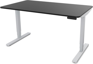 ASSMANN Elektrisch höhenverstellbarer Schreibtisch Y-Line Curved 140x80cm Schwarz Weißaluminium Metall Holz