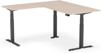 elektrisch höhenverstellbarer Schreibtisch L-SHAPE 180 x 170 x 60 - 90 cm - Gestell Schwarz, Platte Eiche