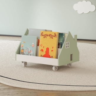 Mobiles Kinderregal Vipsali 50x33x34 cm Mintgrün/Weiß [en. casa]