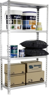 Simon Rack Schwerlastregal, 1500 x 1200 x 500 mm, Bis 200 kg Belastbar, 4 Verstellbare Ablagen, Kellerregal, Lagerregal, Verzinkt - Simonclick