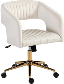 HOMCOM Bürostuhl höhenverstellbar, mit Wippfunktion (Computerstuhl, 1 St), für Wohnzimmer, Büro, Cremeweiß