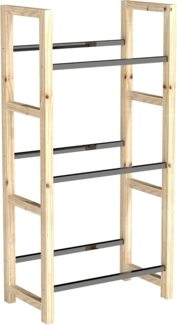 Outsunny Weinregal für 3 Getränkekisten, mit 3 Ebenen, freistehend, belast 150kg, Getränkekistenregal Holz 1-tlg, für Bier, Wasser, 56 x 32 x 112 cm, Naturholz