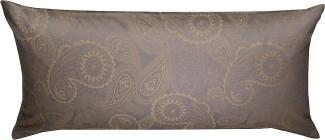 Bettwaesche-mit-Stil Mako-Satin Damast Paisley Bettwäsche "Davos" gold braun - grau Kissenbezug 40x80 cm